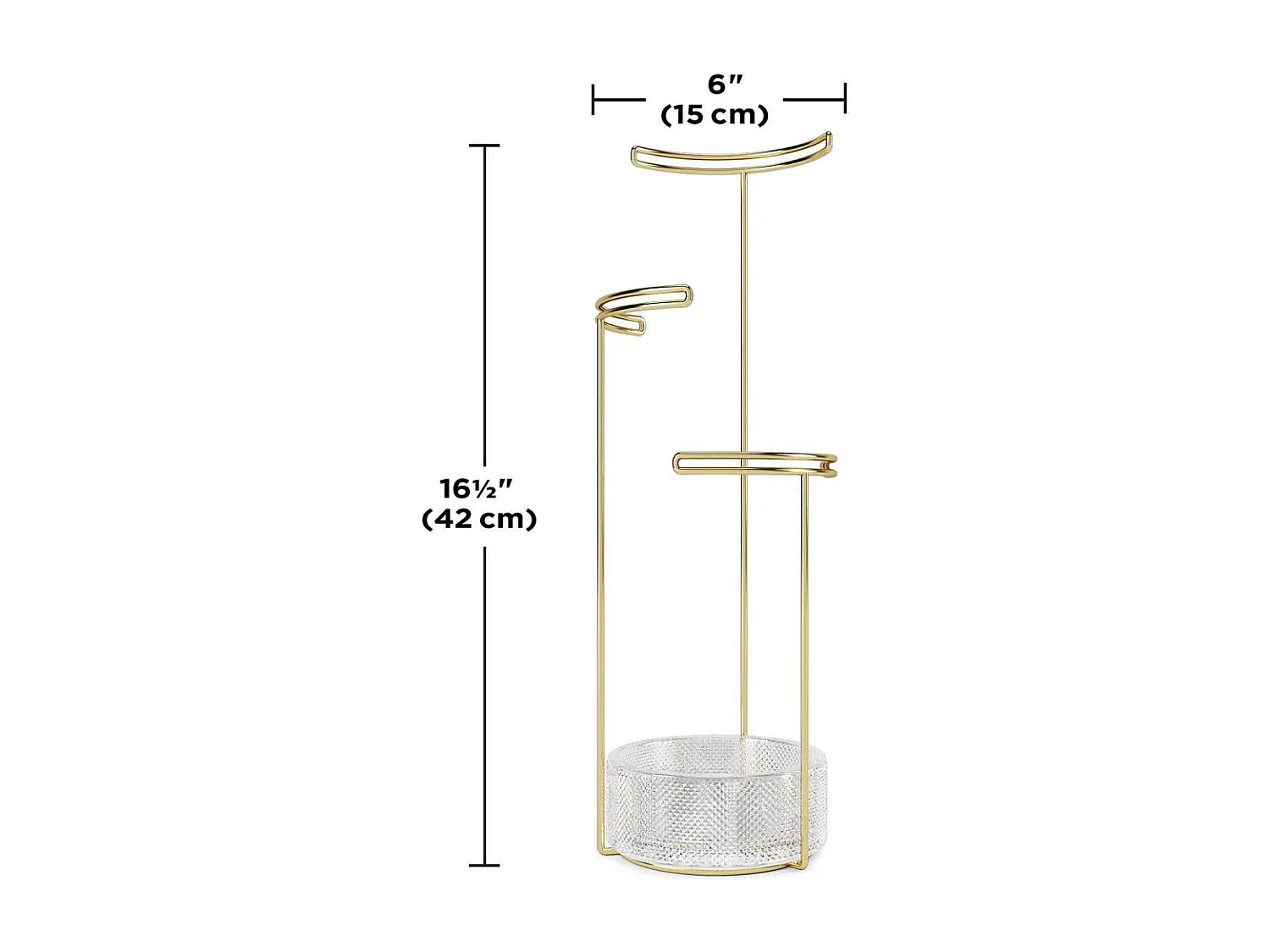 Support à bijoux en verre et métal doré Tesora