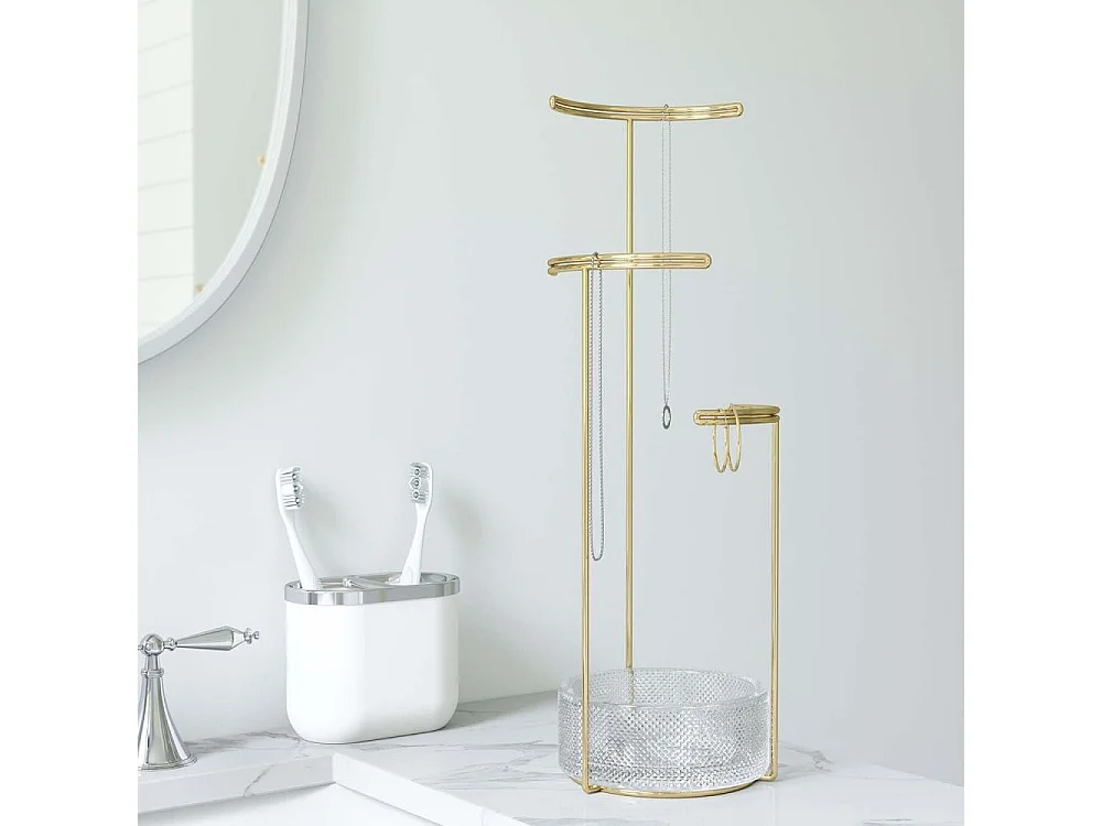 Support à bijoux en verre et métal doré Tesora