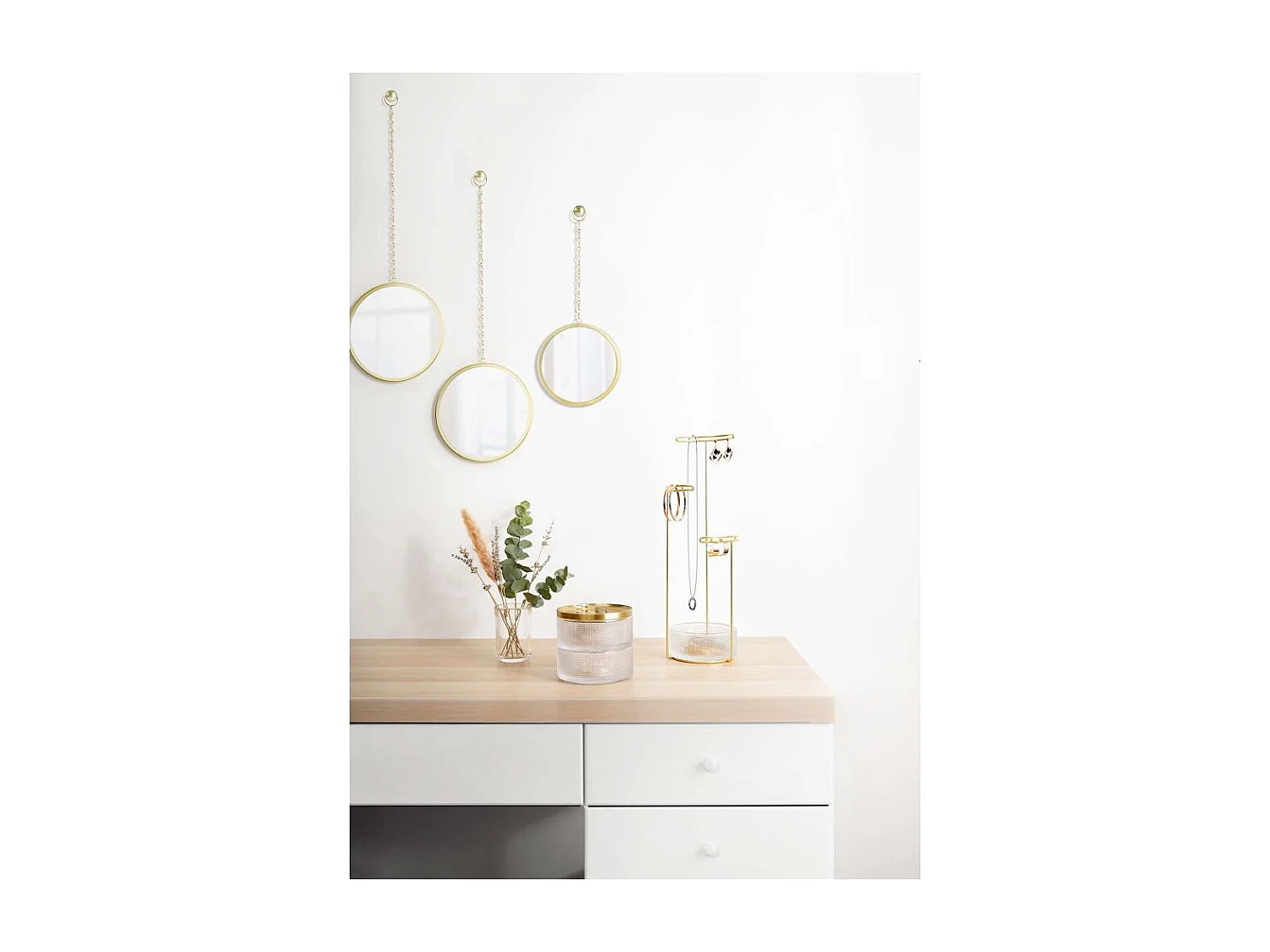 Support à bijoux en verre et métal doré Tesora