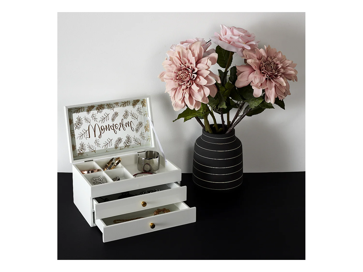 Schmuckkasten aus Holz mit 3 Ebenen "Wonderful"