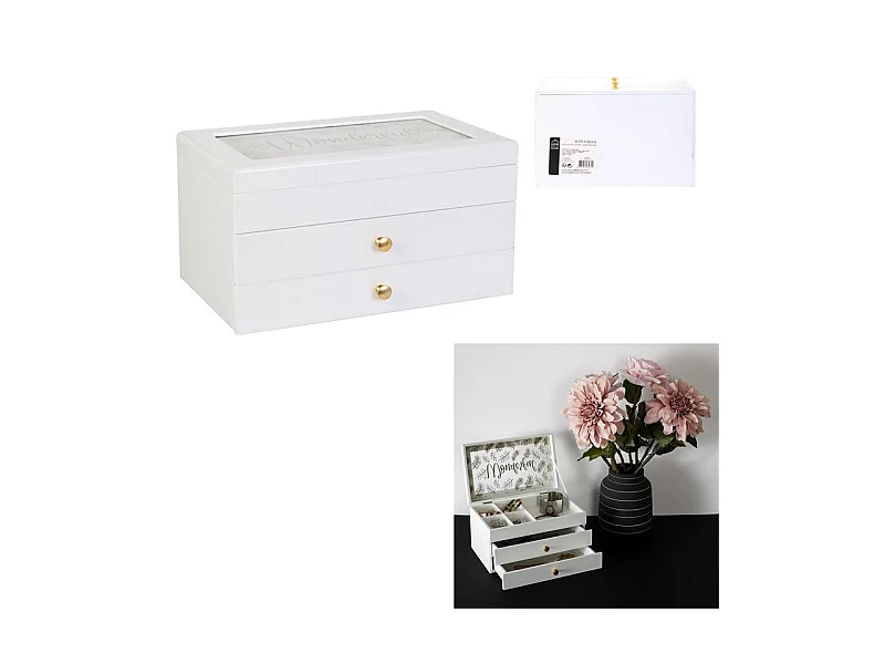 Schmuckkasten aus Holz mit 3 Ebenen "Wonderful"