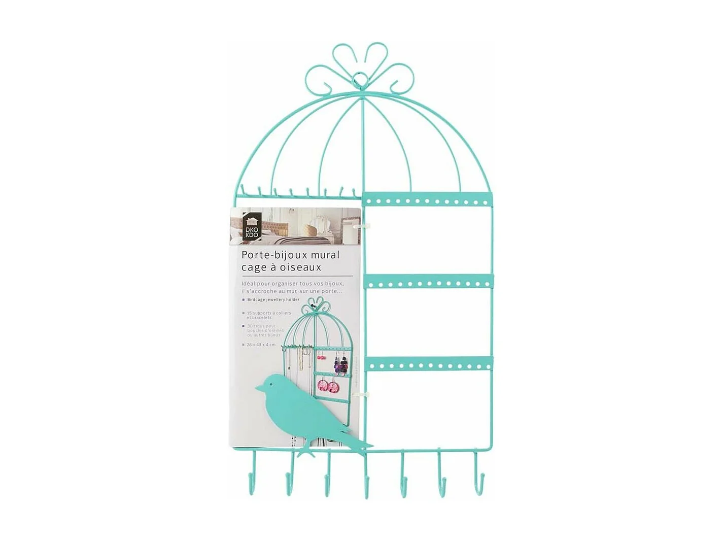 Porte bijoux cage à oiseaux Home sweet home Vert
