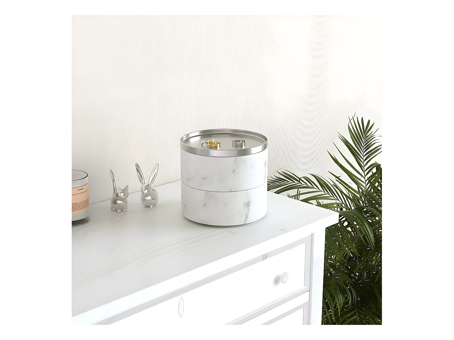 Boite à bijoux imitation marbre blanc Tesora