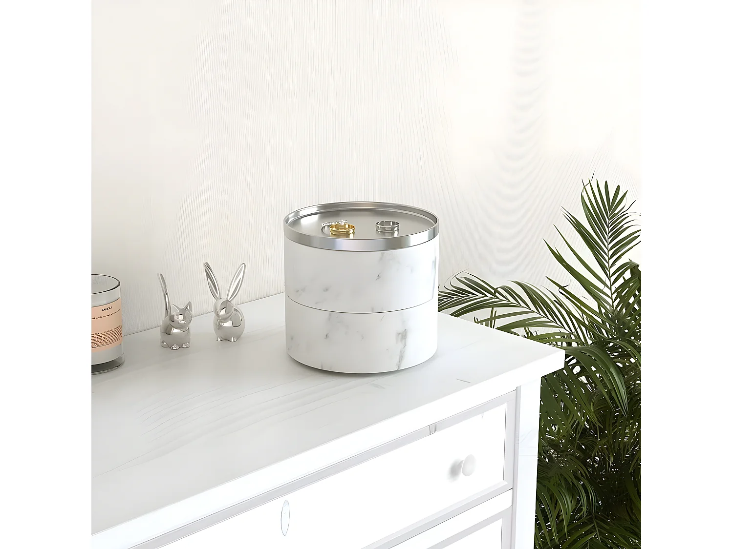 Schmuckkasten mit weißer Marmor-Optik "Tesora"