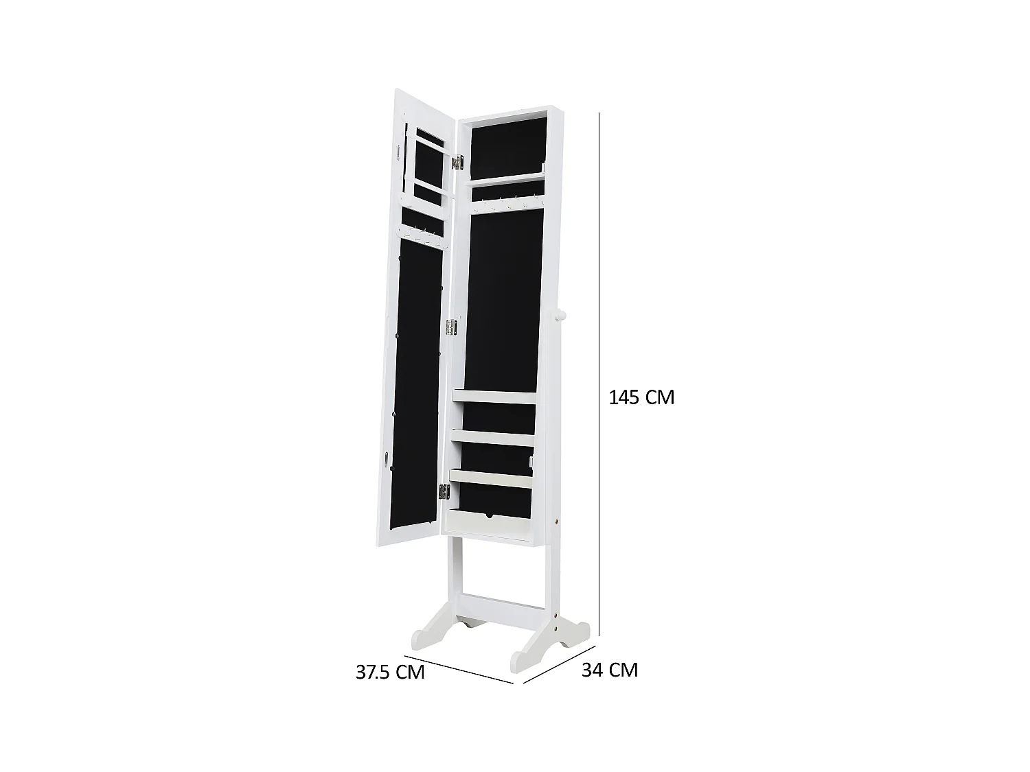 Armoire A Bijoux Sur Pied Verone Blanc
