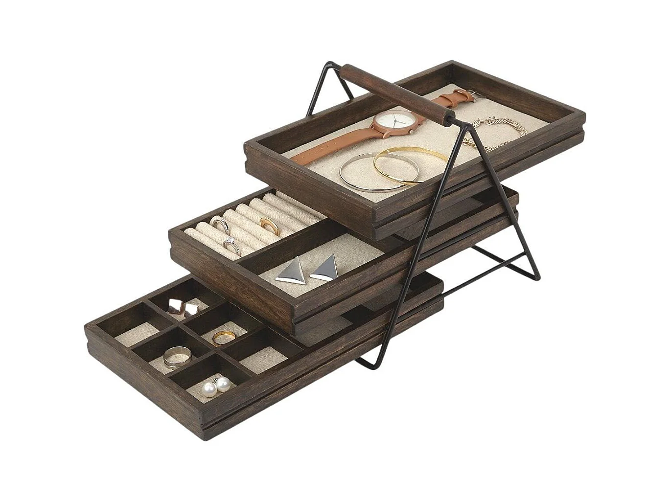 Boite à bijoux Petit panier 3 tiroirs