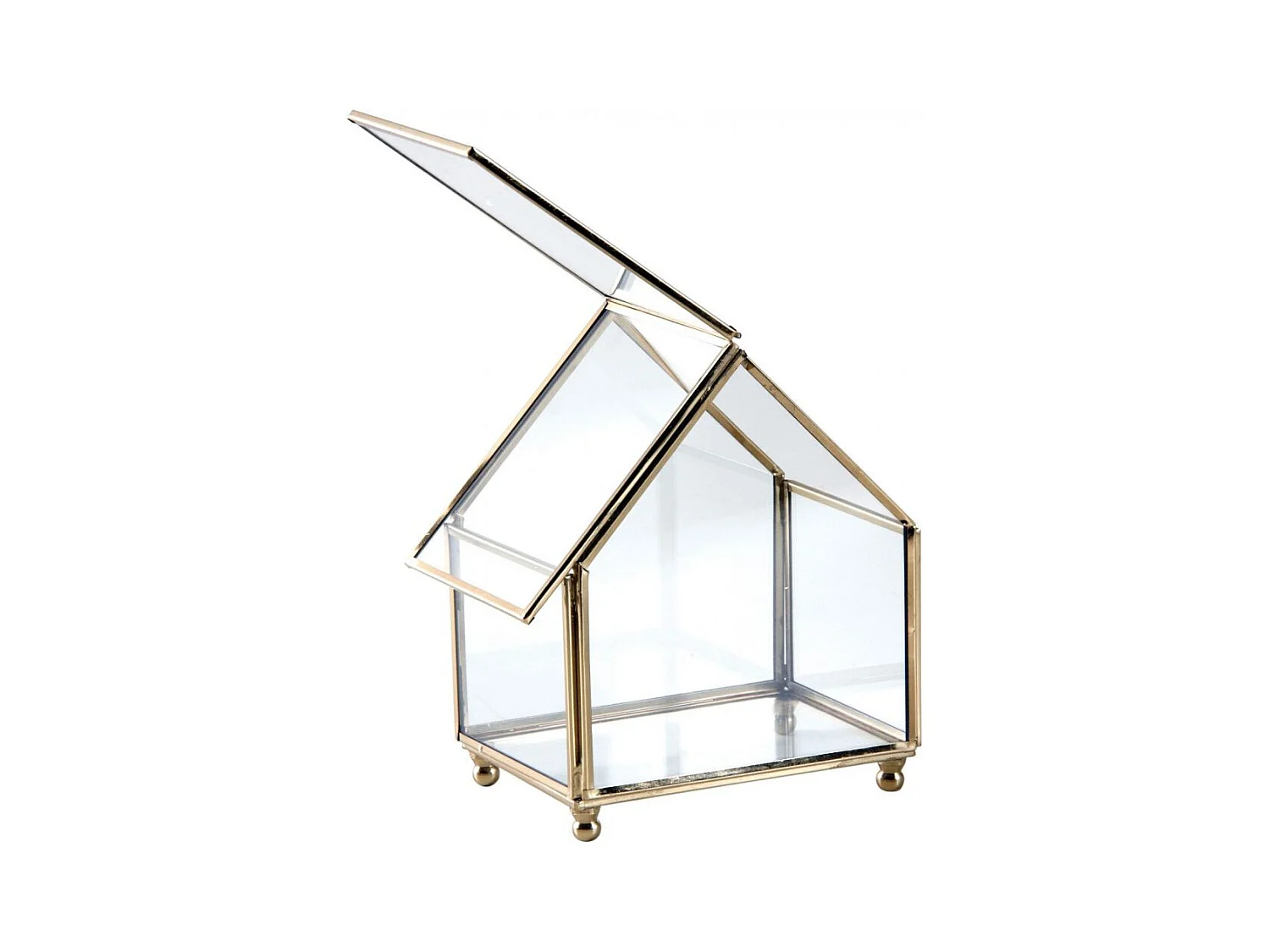 Coffret à bijoux en laiton et verre