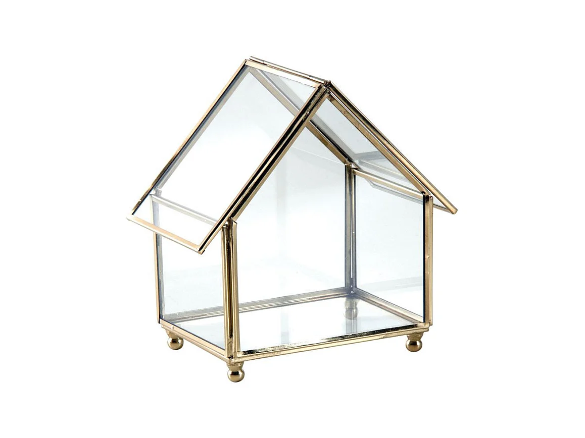 Coffret à bijoux en laiton et verre