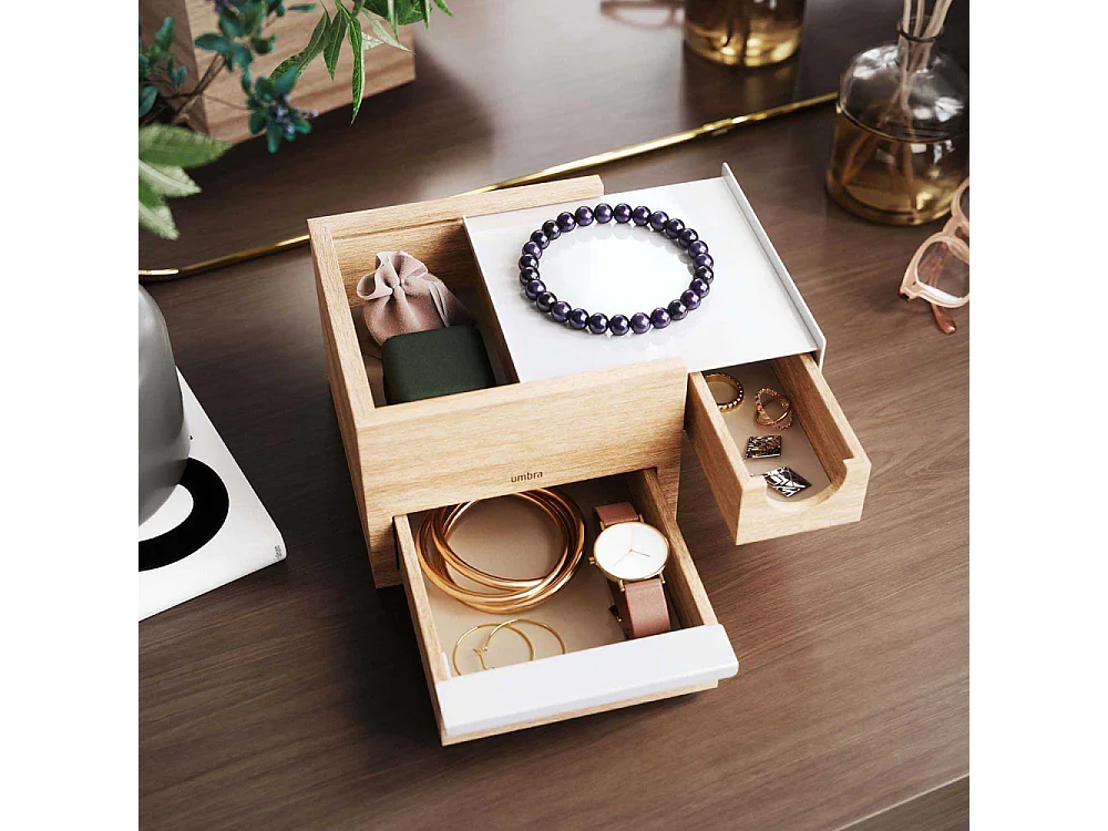 Boîte à bijoux 3 tiroirs Mini stowit Bois clair