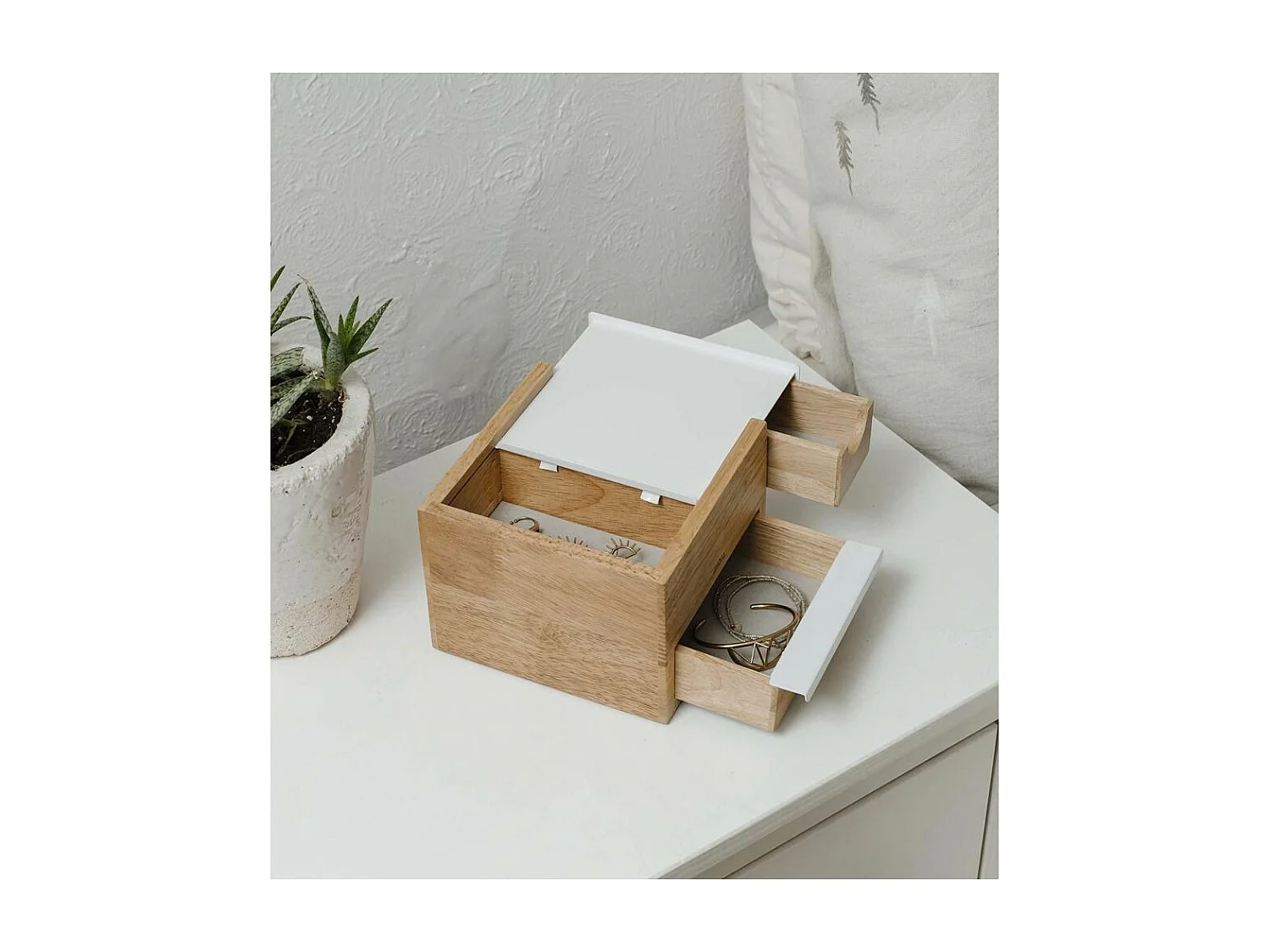 Boîte à bijoux 3 tiroirs Mini stowit Bois clair