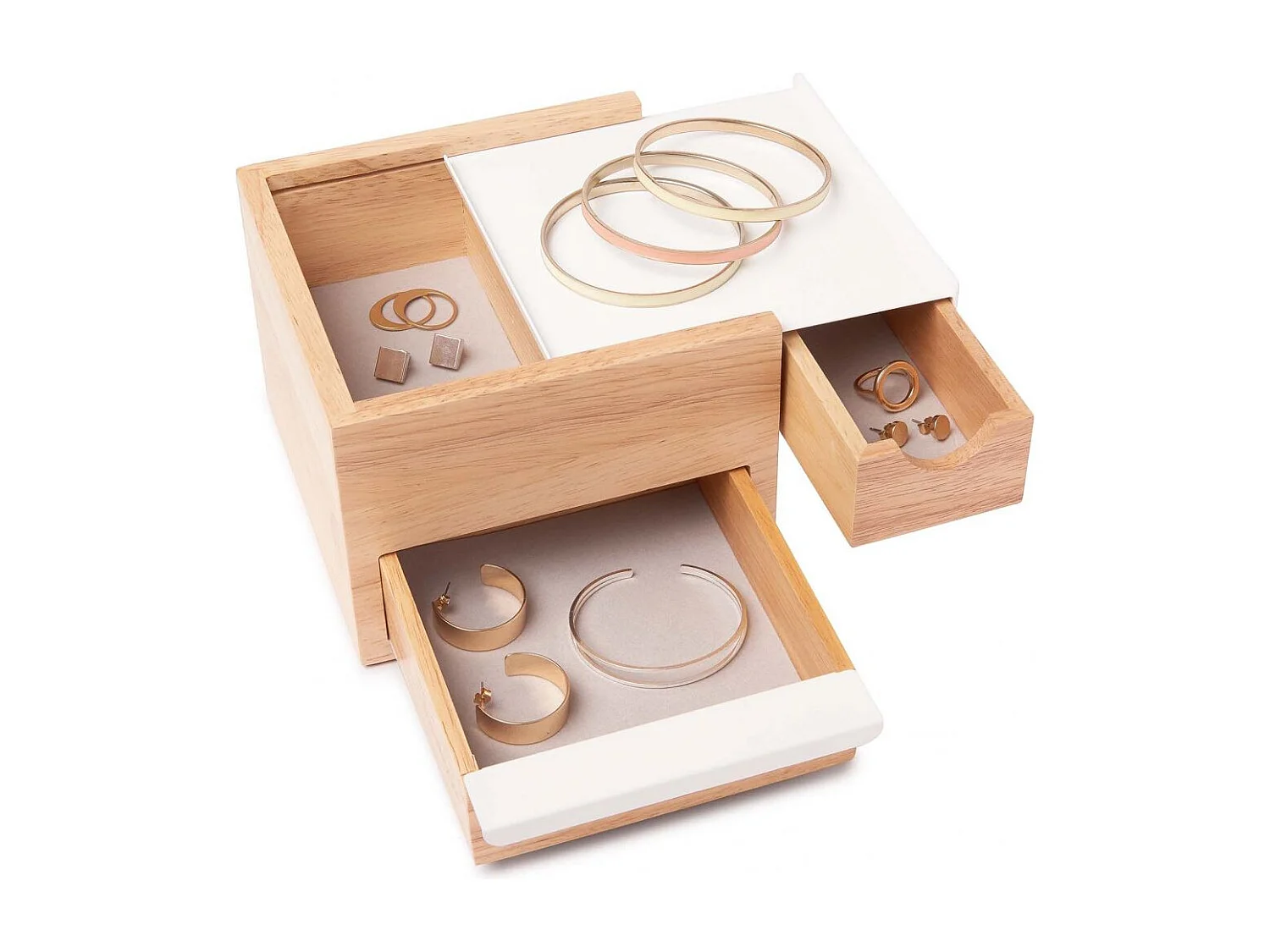 Boîte à bijoux 3 tiroirs Mini stowit Bois clair