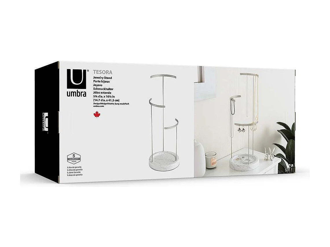 Support à bijoux imitation marbre blanc Tesora