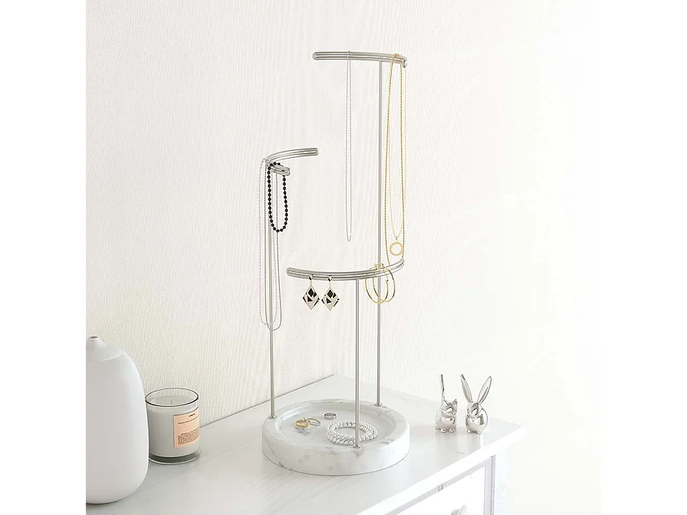 Support à bijoux imitation marbre blanc Tesora