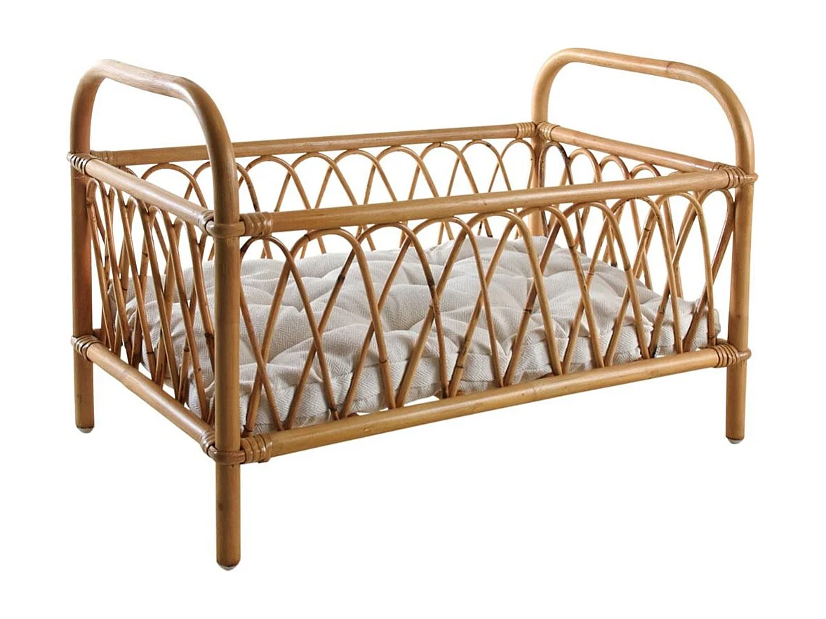 Letto per bambole in rattan