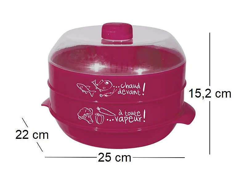 Cuit-vapeur à 2 étages spécial micro-ondes 2.4L Fuschia