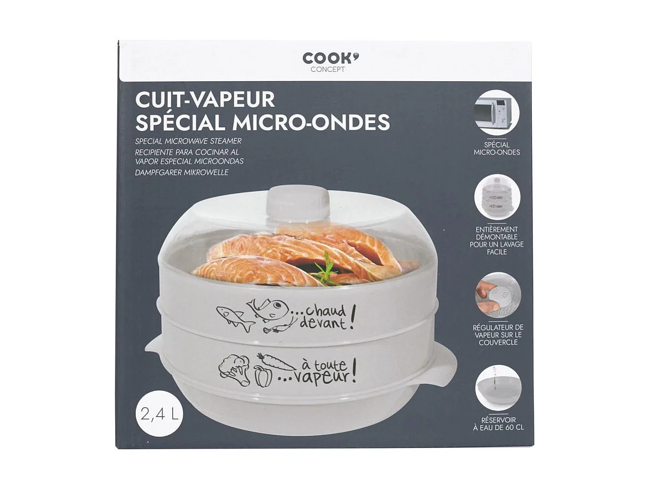 Cuit-vapeur à 2 étages spécial micro-ondes 2.4L Fuschia