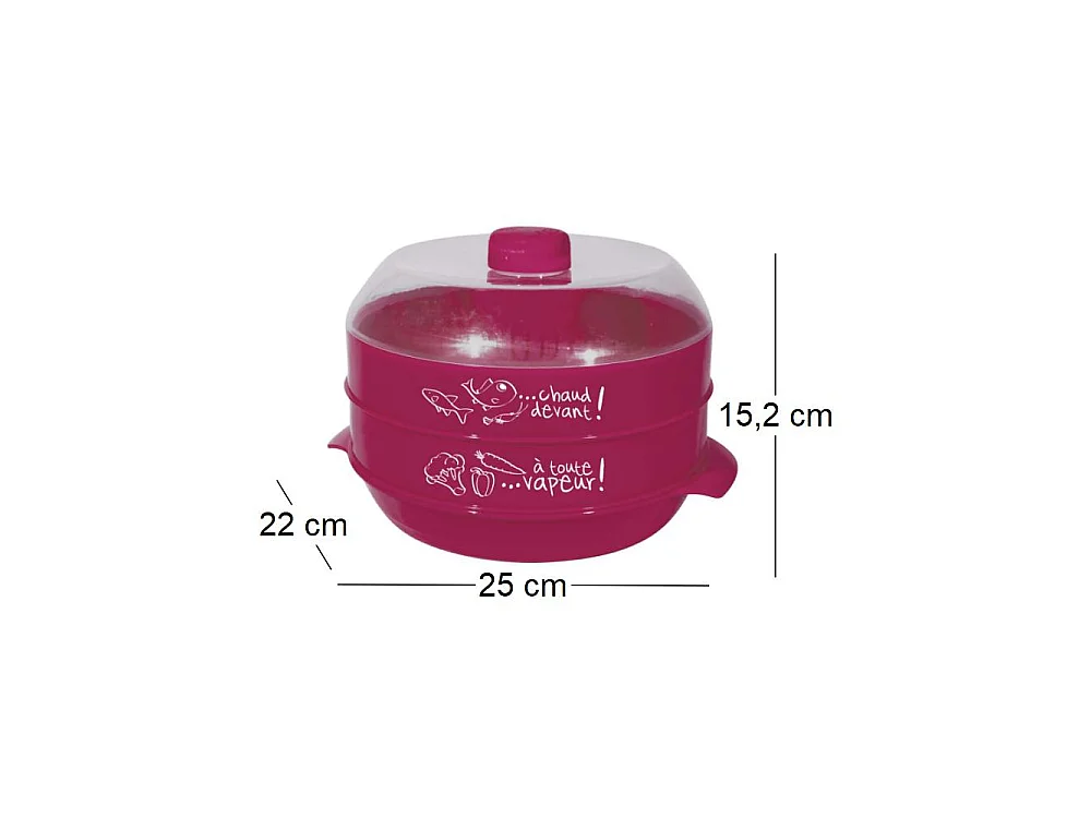 Cuit-vapeur à 2 étages spécial micro-ondes 2.4L Fuschia