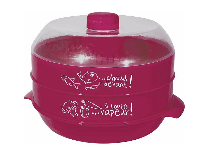 Cuit-vapeur à 2 étages spécial micro-ondes 2.4L Fuschia