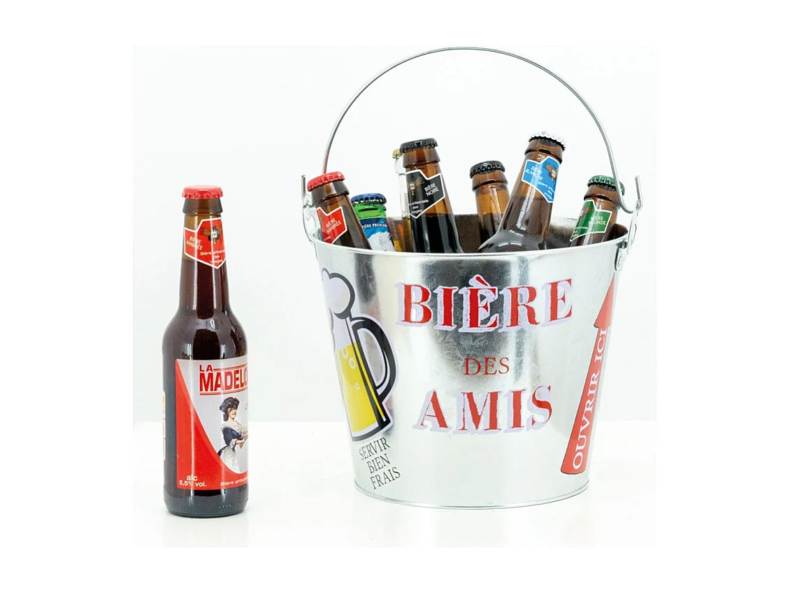 Seau à bière des amis avec décapsuleur