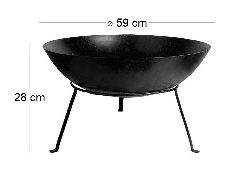 Brasero rond en métal sur pied 59 x 28 cm