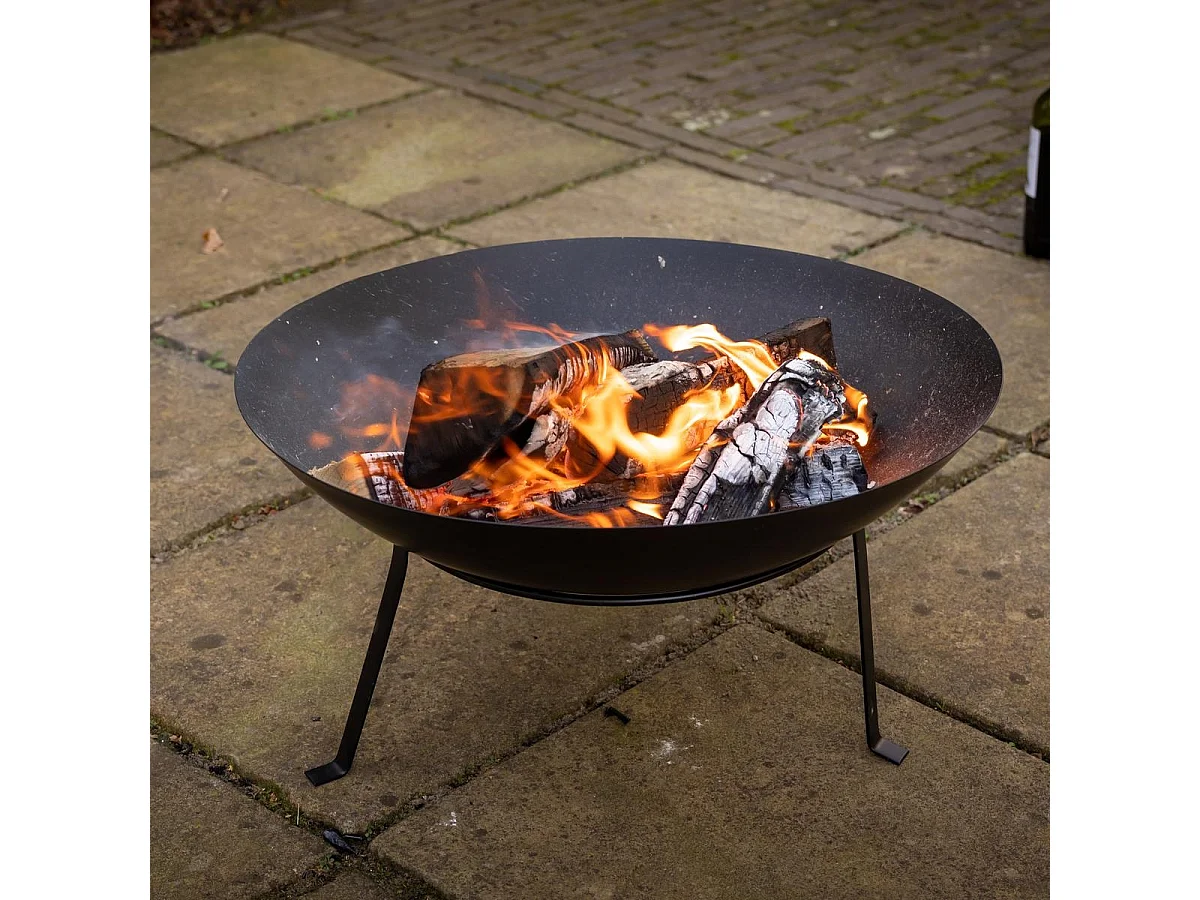 Brasero rond en métal sur pied 59 x 28 cm