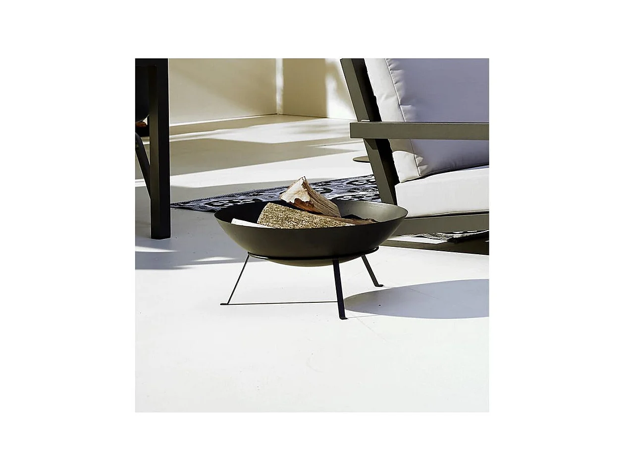 Brasero rond en métal sur pied 49,5 x 24,5 cm