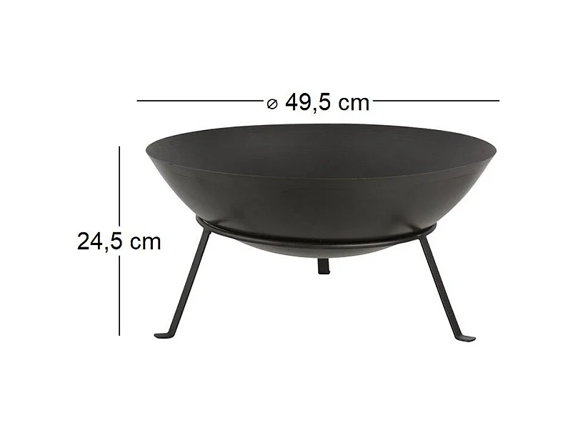 Brasero rond en métal sur pied 49,5 x 24,5 cm