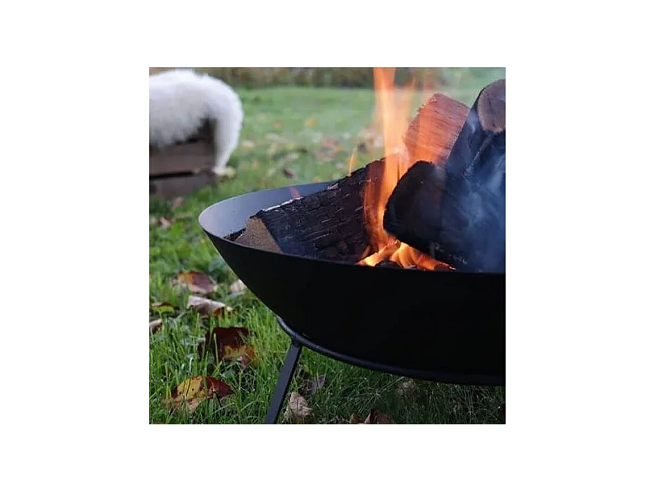 Brasero rond en métal sur pied 49,5 x 24,5 cm