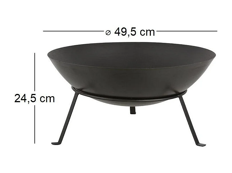 Brasero rond en métal sur pied 49,5 x 24,5 cm