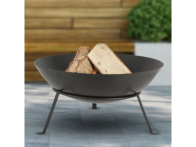 Brasero rond en métal sur pied 49,5 x 24,5 cm