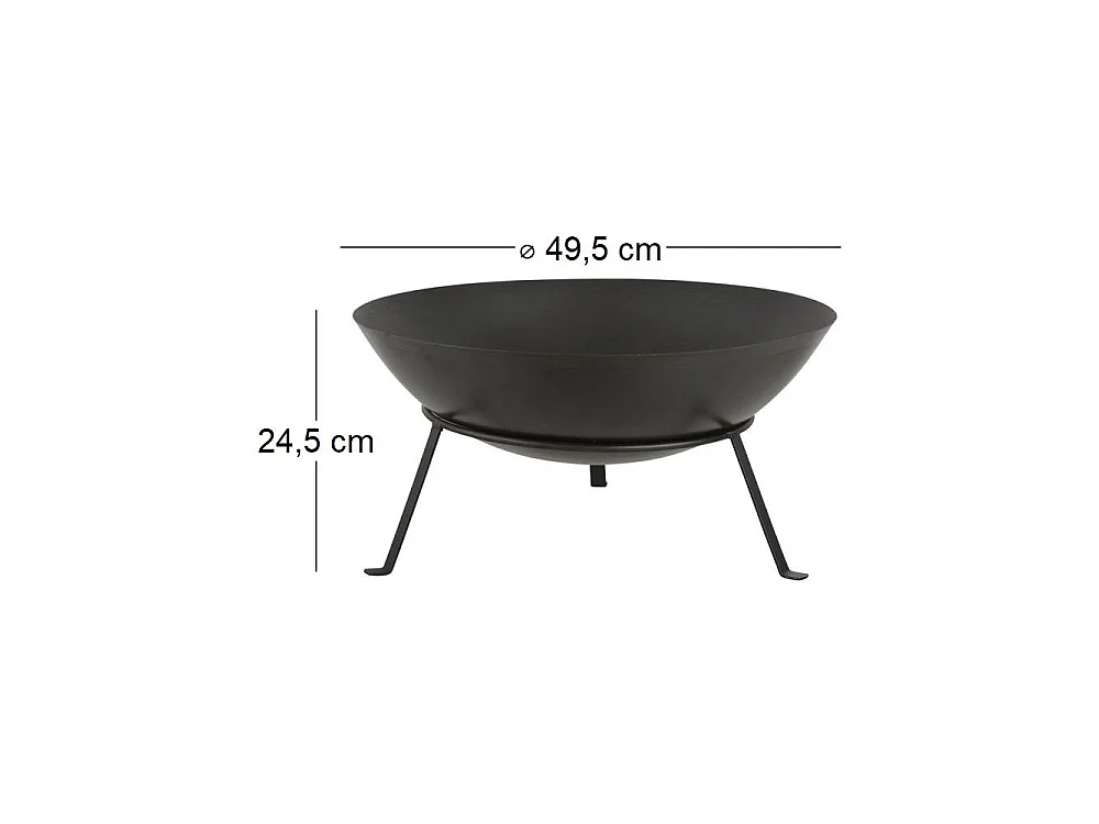 Brasero rond en métal sur pied 49,5 x 24,5 cm