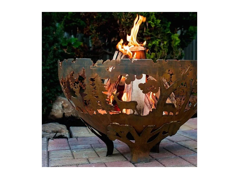 Brasero demi-rond en métal