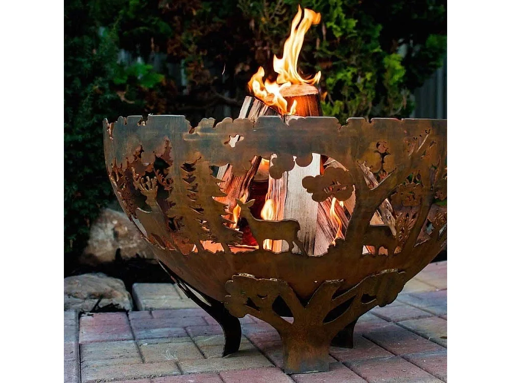 Brasero demi-rond en métal