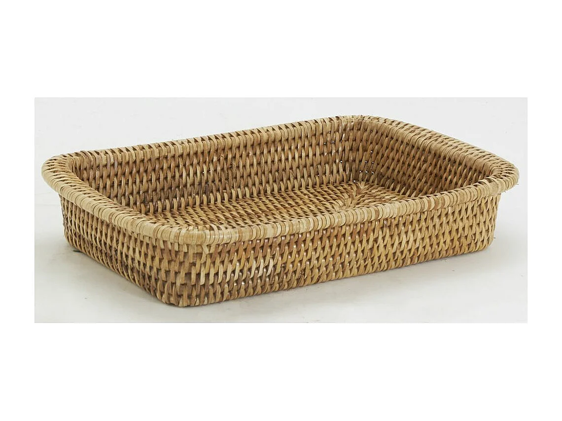 Ensemble plat à gratin et support en rotin Rectangulaire
