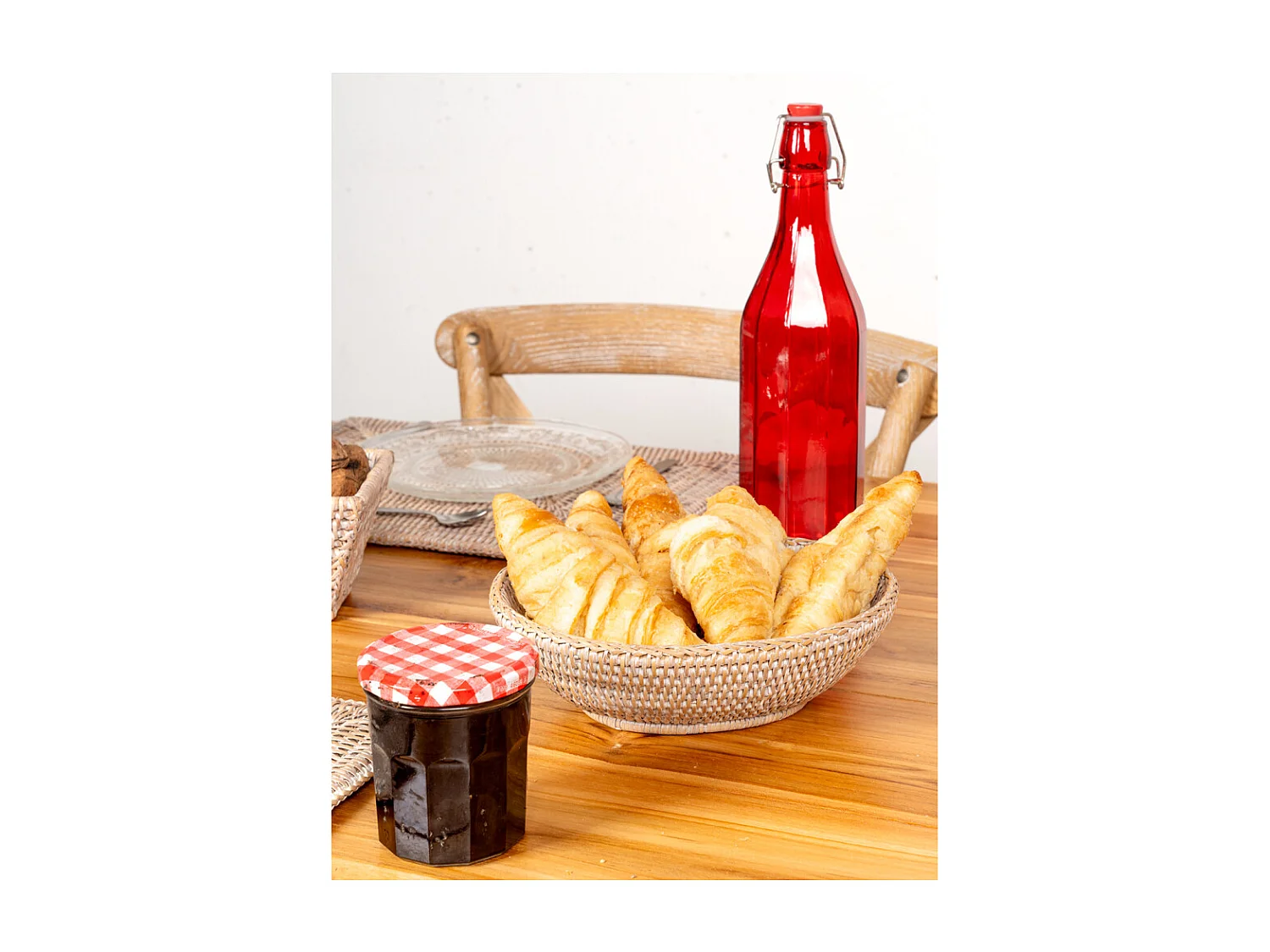 Cestino per il pane in rattan bianco