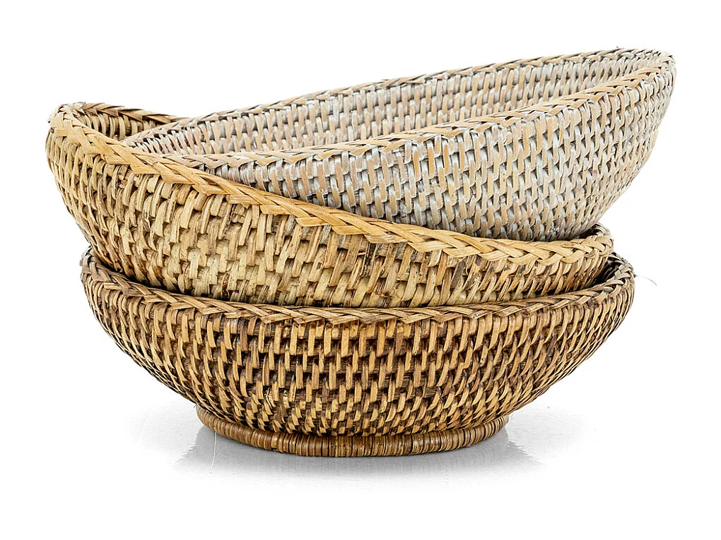 Cestino per il pane in rattan bianco