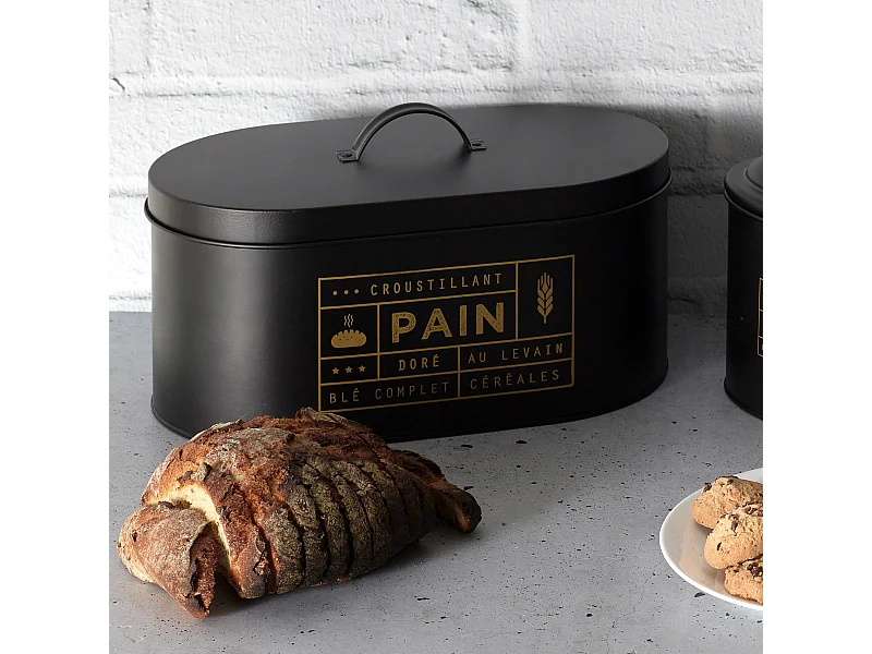 Boite A Pain Metal Black Mat Noir, Or