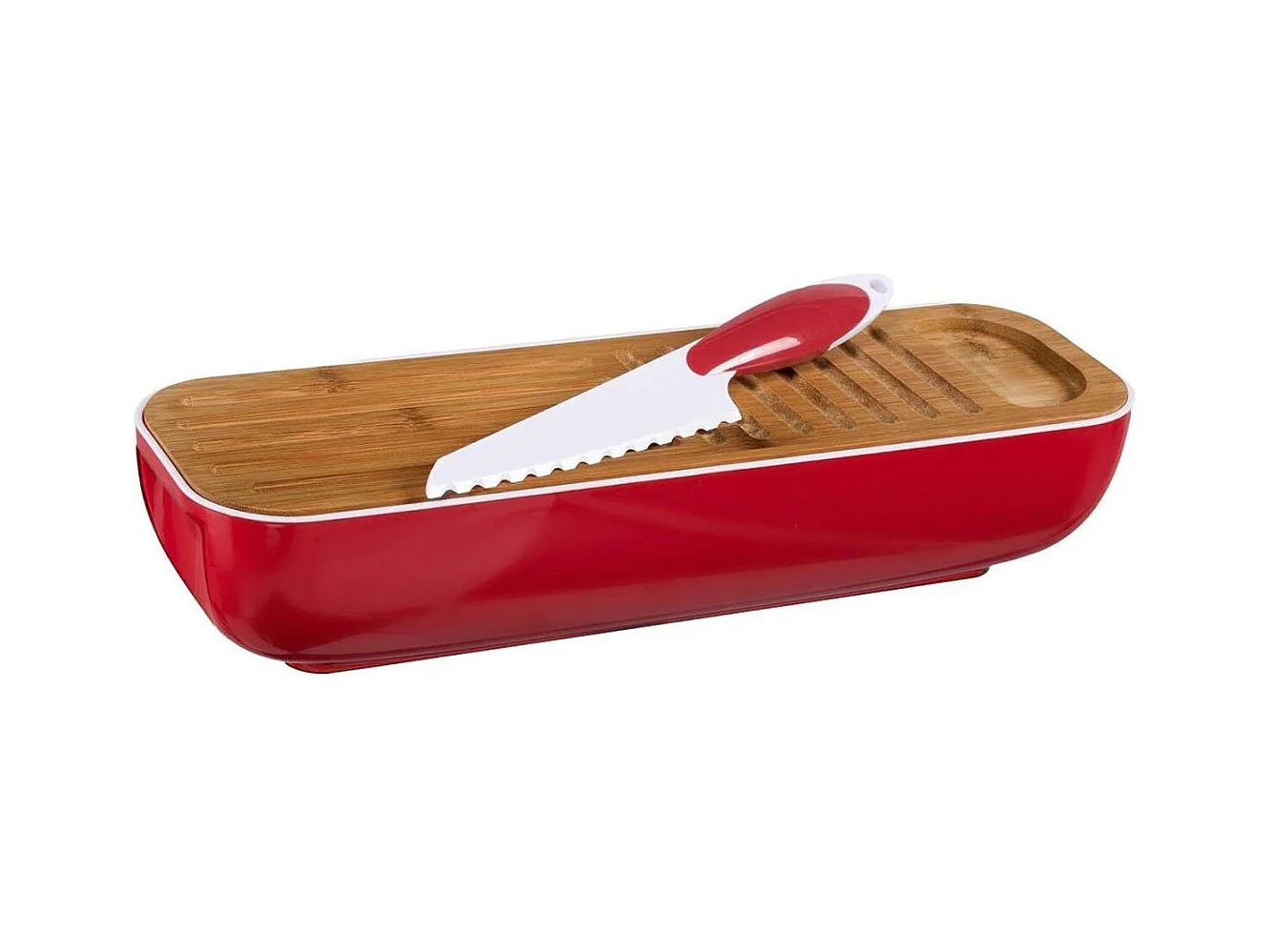 Corbeille à pain 3 en 1 avec couteau Rouge