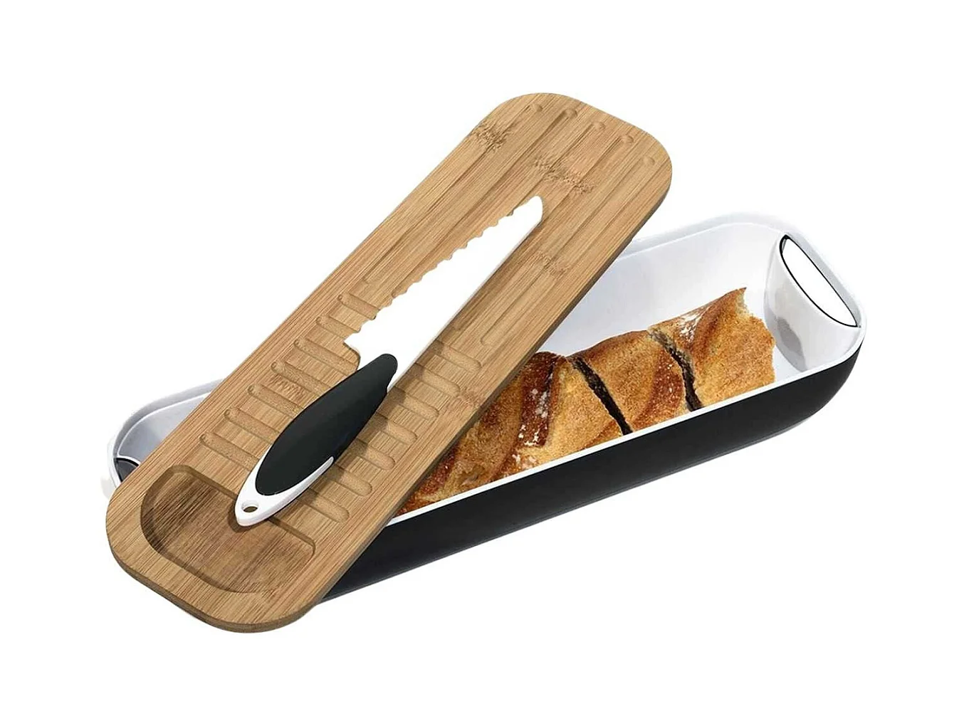 Corbeille à Pain & Couteau "3 en 1" 40cm Noir