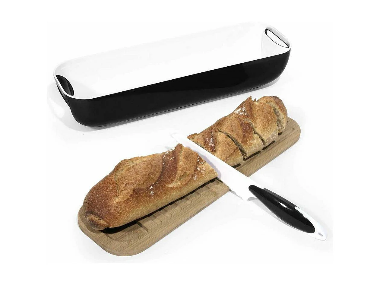 Corbeille à Pain & Couteau "3 en 1" 40cm Noir