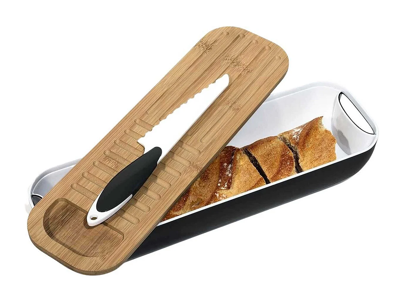 Corbeille à Pain & Couteau "3 en 1" 40cm Noir