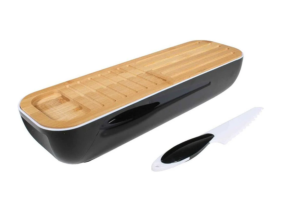 Corbeille à Pain & Couteau "3 en 1" 40cm Noir