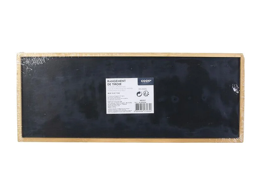 Rangement Tiroir Bois 38x15x7cm Beige, Noir