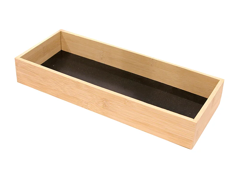 Rangement Tiroir Bois 38x15x7cm Beige, Noir