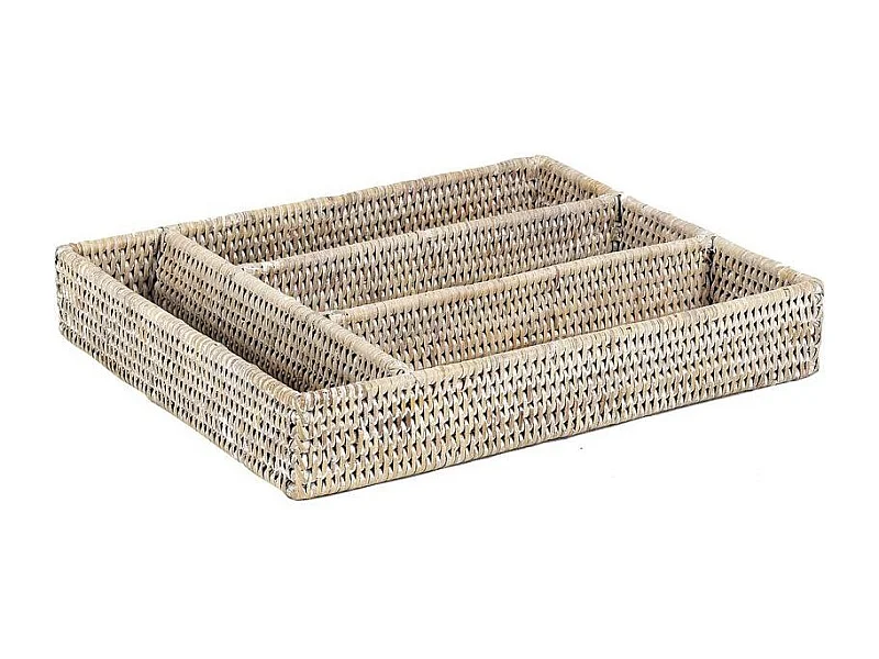 Besteckablage aus weißem Rattan