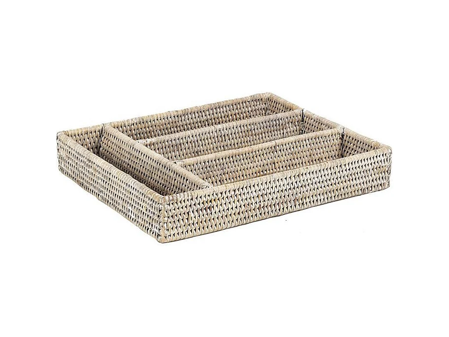 Besteckablage aus weißem Rattan