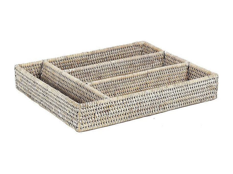 Besteckablage aus weißem Rattan