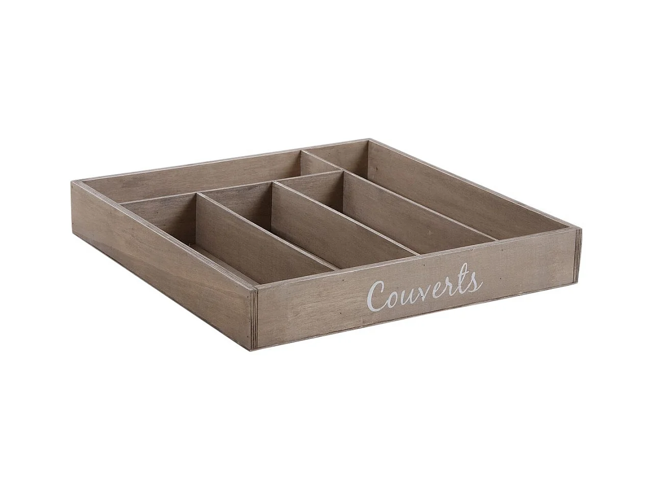 Range-couverts 5 cases en bois teinté