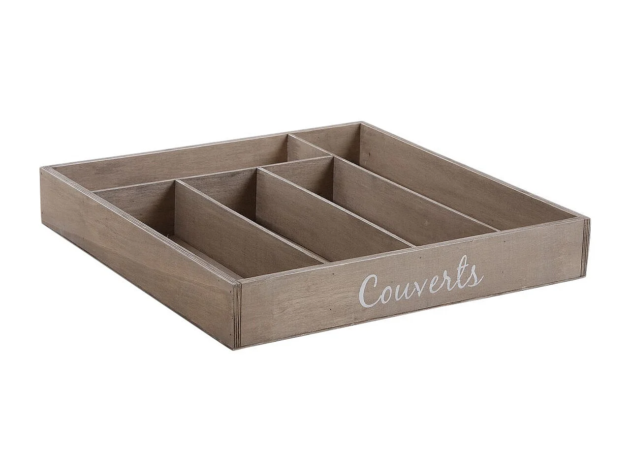 Range-couverts 5 cases en bois teinté
