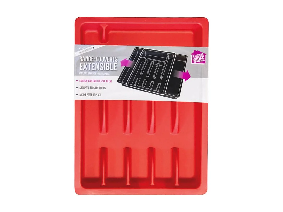 Range couverts ajustable en plastique Rouge